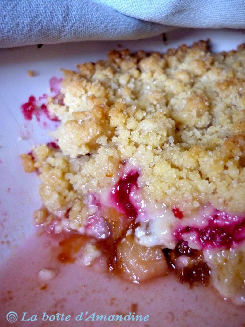 photo de Crumble pommes abricots framboises