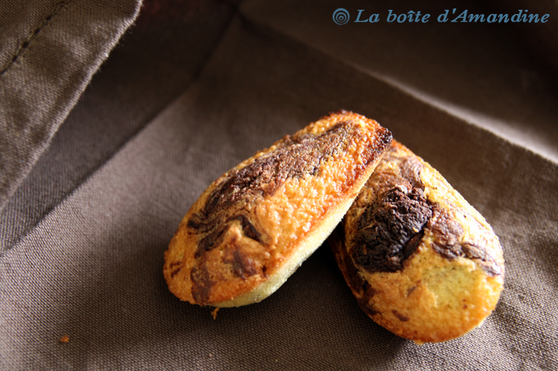 photo de Madeleines marbrées chocolat banane